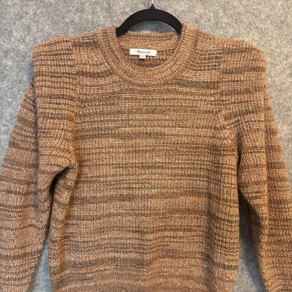 Madewell Sweater Womens Small Brown Wool Alpaca Blend Puff Shoulder Crewneck - Picture 2 of 10